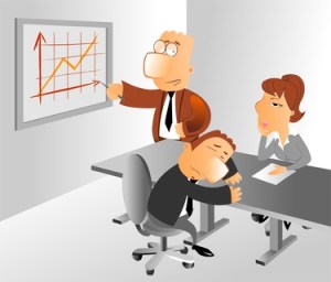 businessman doing a dull presentation