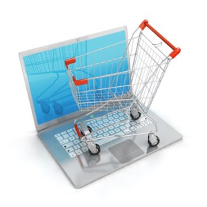 Shopping chart on notebook isolated